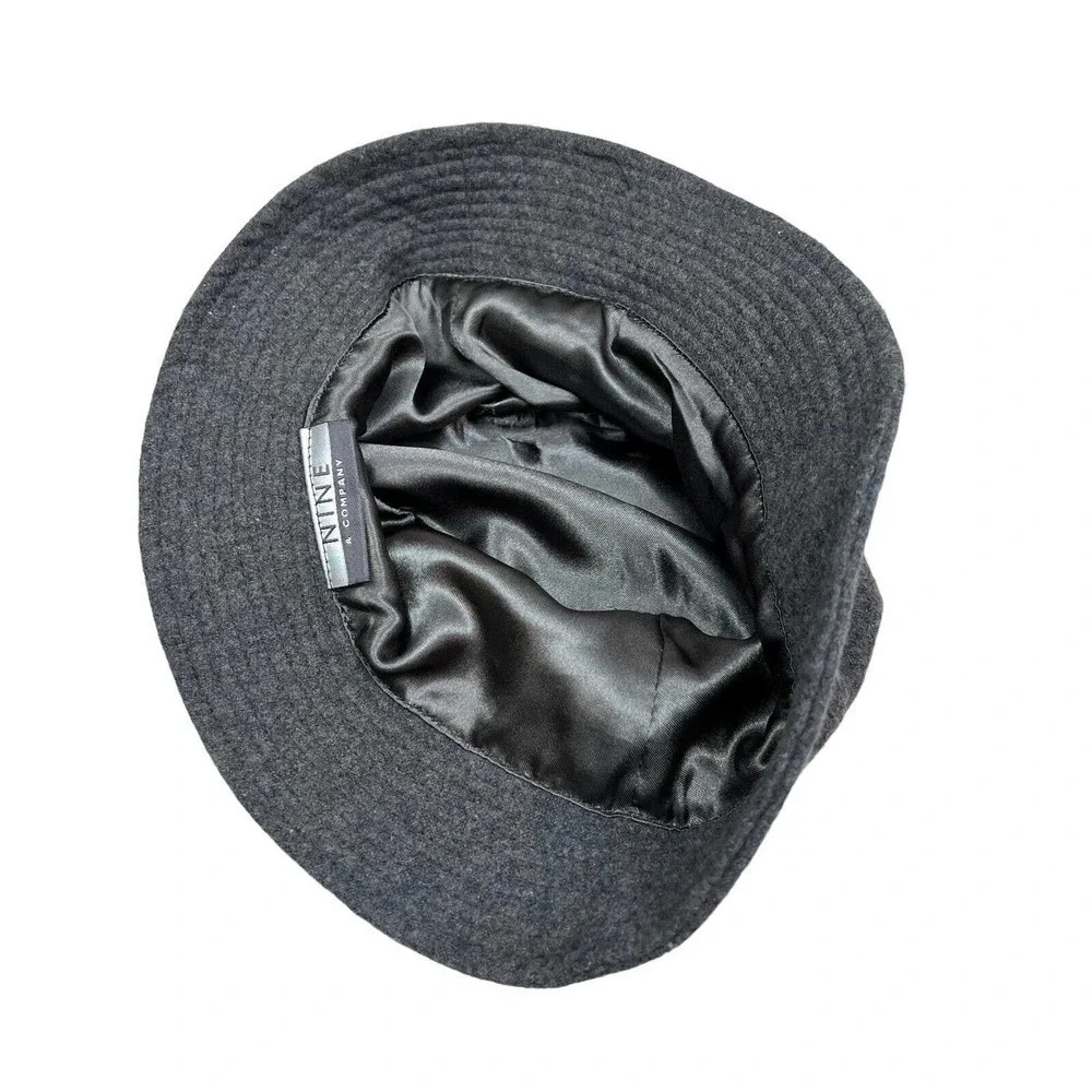 Nine & Company Bucket Hat Felt Lined‎ Button Detail Gray Women Size OSFA